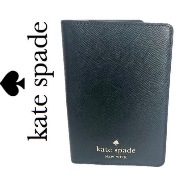 KATE SPADE PASSPORT WALLET SAFFIANO LEATHER BLACK CARDS HOLDER VERSATILE CHIC - Picture 1 of 13